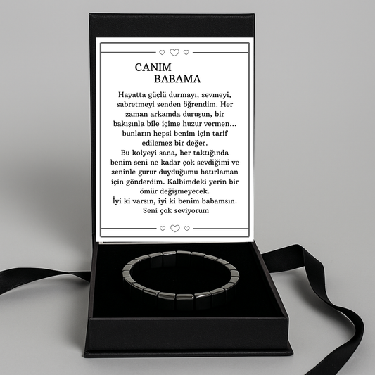 “Canım Babama” İtalyan Siyah Çelik Bileklik