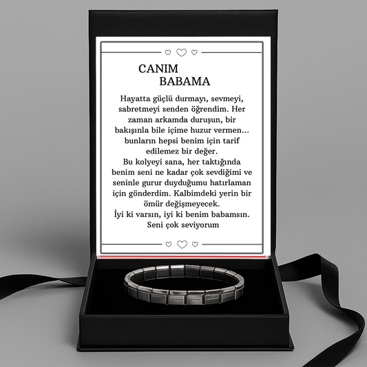 “Canım Babama” İtalyan Gümüş Çelik Bileklik