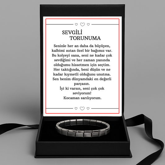 “Sevgili Torunuma” İtalyan Gümüş Çelik Bileklik