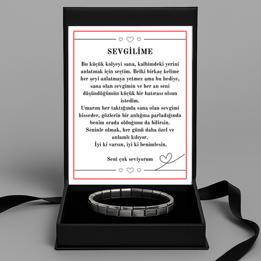 “Sevgilime” İtalyan Gümüş Çelik Bileklik